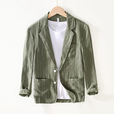 Spring And Autumn Vintage Stripe Loose Ramie Suit